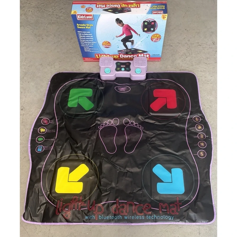 KidzLane Light-Up Dance Mat Bluetooth Wireless Step on Dance Arrows Cordless